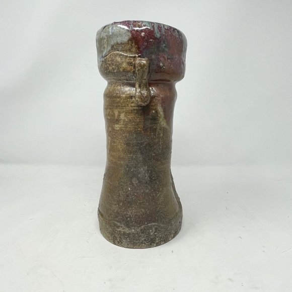 Ironstone Vase Hand Thrown Pottery Double Handle Unmarked 10.25" Tall - Picture 4 of 16